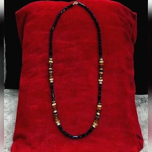 Vintage Style Black Multicolored Beaded Necklace